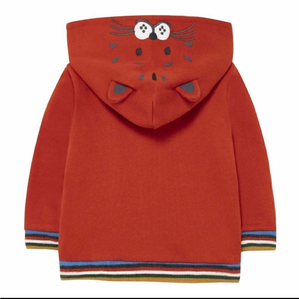 MAYORAL Orange Tiger Zip Up Top Sweatshirt, 12 mo